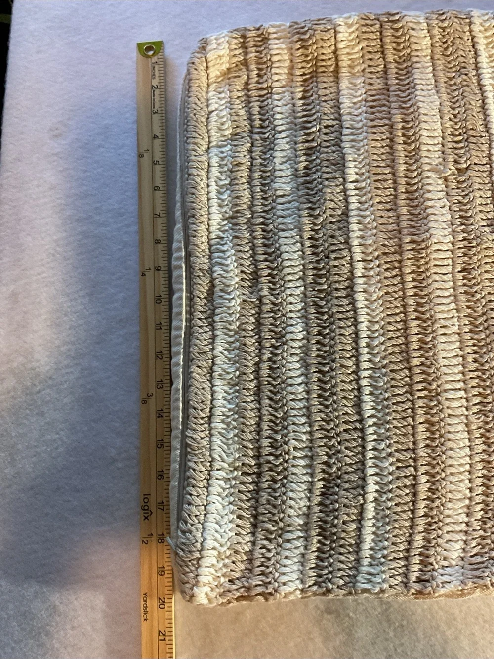 West Elm Striped Knit Pillow Cover in Beige and Cream